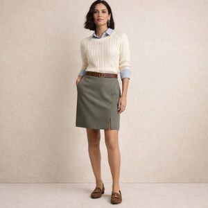 Vintage Olive Green Wool Straight Office Work‎ Preppy Pencil Skirt Size 10
